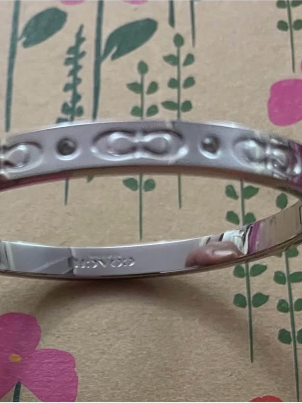 Coach Polished Silver Signature Bangle